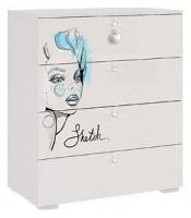 Гламур Комод белый/белый глянец