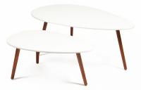 Стол журнальный HAMPTON МДФ/дерево, 120*70*46/80*50*36 см, Белый (ножки орех) фото Стол журнальный HAMPTON МДФ/дерево, 120*70*46/80*50*36 см, Белый (ножки орех). Фото №1