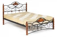 Кровать CANZONA Wood slat base дерево гевея/металл, 120*200 см (middle bed), красный дуб/черный