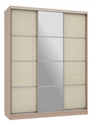 Бассо 2-600 с зеркалом (полки слева) дуб млечный/крем. Фото №1