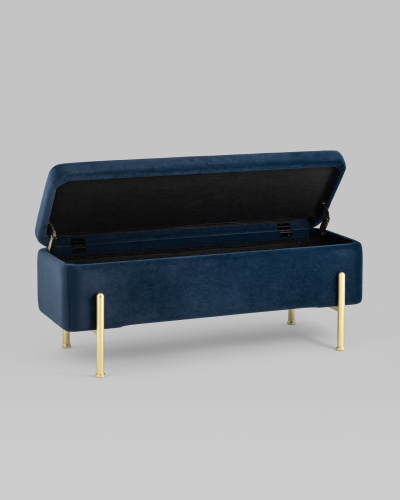Банкетка Болейн с ящиком велюр синий. Фото №5