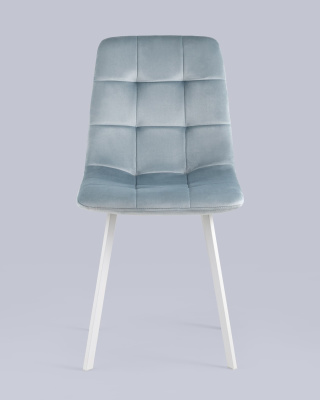 Стул Chilly велюр серо-голубой ножки белые. Фото