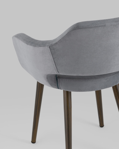 Стул с подлокотниками Саймон велюр тёмно-серый. Фото №8