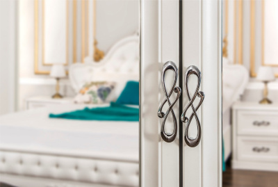 Шкаф Мишель 2-ств с зеркалом белый матовый. Фото