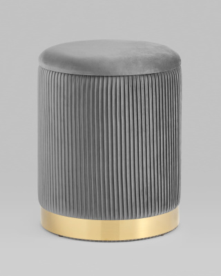 Пуф Шарлотта с ящиком велюр серый. Фото №3