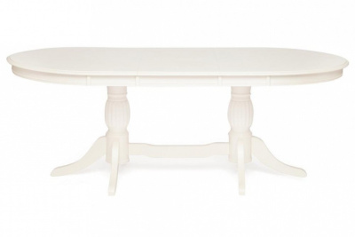 Стол обеденный LORENZO (Лоренцо) дерево гевея/мдф, 1067x1600+457x760см, pure white (402). Фото