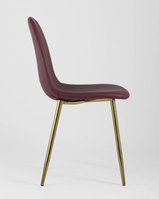 Стул Валенсия экокожа красная золотые ножки. Фото