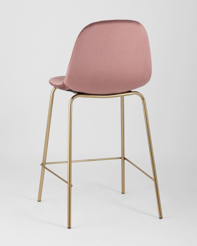 Стул полубарный Валенсия велюр розовый золотые ножки. Фото №7