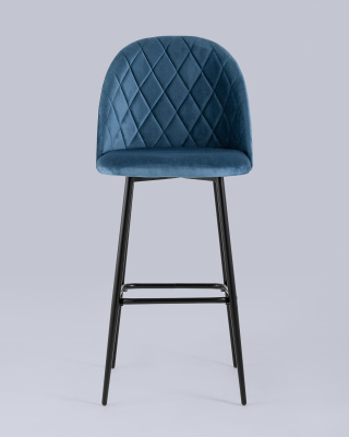 Стул барный Марсель велюр пыльно-синий. Фото