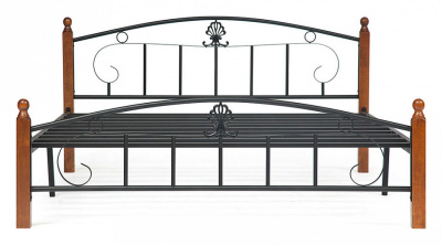 Кровать РУМБА (AT-203)/ RUMBA дерево гевея/металл, 160*200 см (Queen bed), красный дуб/черный. Фото №2
