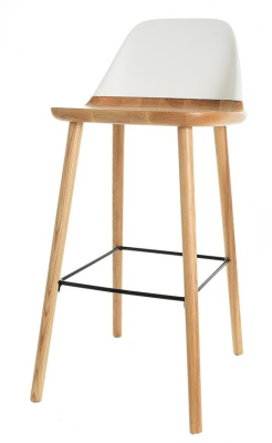 Барный стул BS-S123A белый/бук фото Барный стул BS-S123A белый/бук. Фото №3