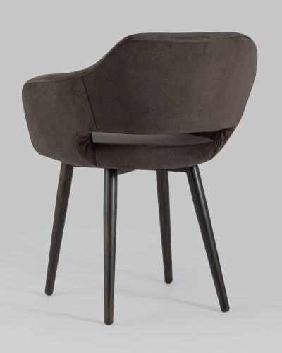 Стул с подлокотниками Саймон велюр темно-коричневый. Фото №7