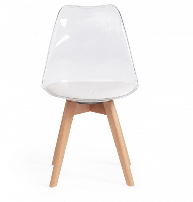 Стул Secret De Maison TULIP  (mod. 73) дерево/пластик/ПУ, 53 х 49 х 83 см , прозрачный/Transparent, подушка белая/Cushion whit (поставляется фото Стул Secret De Maison TULIP  (mod. 73) дерево/пластик/ПУ, 53 х 49 х 83 см , прозрачный/Transparent, подушка белая/Cushion whit (поставляется. Фото №2