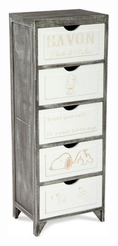 Комод с пятью ящиками цвет каркаса Серый / Ящики, дверца - белый. Фото №1