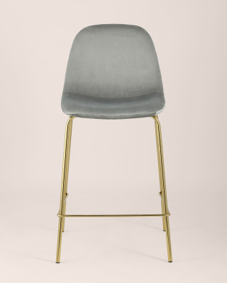 Стул полубарный Валенсия велюр серый золотые ножки. Фото