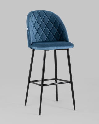 Стул барный Марсель велюр пыльно-синий. Фото