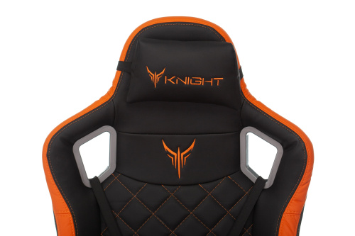 Кресло игровое Knight OUTRIDER черный/оранжевый ромбик эко.кожа с подголов. крестовина металл. Фото №8