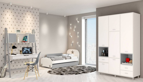 Шкаф комбинированный Polini Kids Mirum, белый. Фото №4