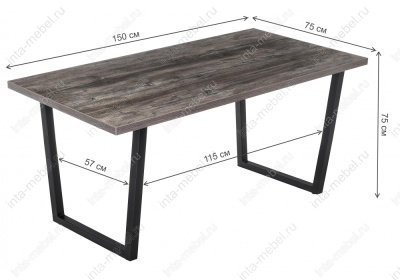 Стол деревянный Эльпатия 150 дуб рошелье / черный матовый. Фото №2