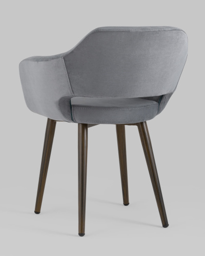 Стул с подлокотниками Саймон велюр тёмно-серый. Фото №7