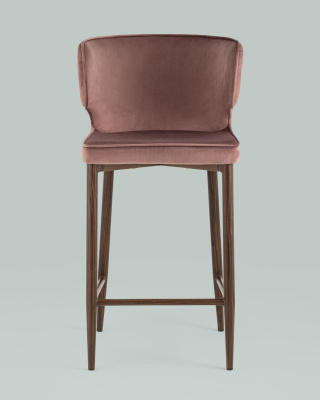 Стул полубарный Матео велюр пыльно-розовый ножки дерево фото Стул полубарный Матео велюр пыльно-розовый ножки дерево. Фото №5