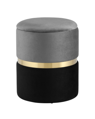 Пуф Кэрри с ящиком велюр серо-черный. Фото