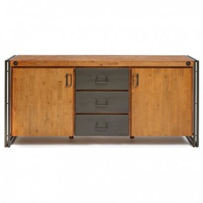 Комод Secret De Maison CITY ( mod. CTY D01ABOIS2-180 ) металл/дерево акация, 180х45х80см, коричневый дым (smoke brown B034) фото Комод Secret De Maison CITY ( mod. CTY D01ABOIS2-180 ) металл/дерево акация, 180х45х80см, коричневый дым (smoke brown B034). Фото №2