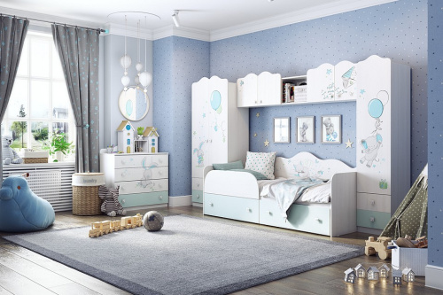 Бонни Шкаф комбинированный (с ящ. 2-створчатый) белый рамух/Кэнди. Фото №2