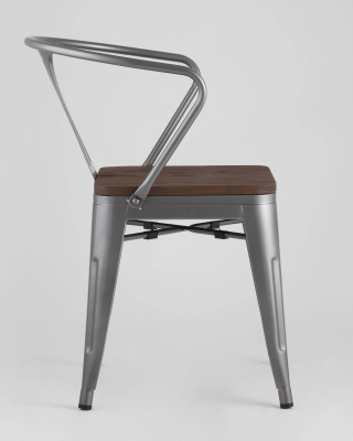 Стул TOLIX ARM WOOD с подлокотниками серебристый фото Стул TOLIX ARM WOOD с подлокотниками серебристый. Фото №5